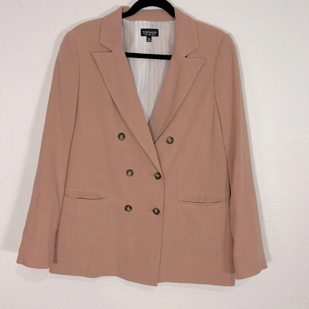 TOPSHOP Dusty Pink Linen Blend Button Front Blazer / Women’s Size 8 / Like New